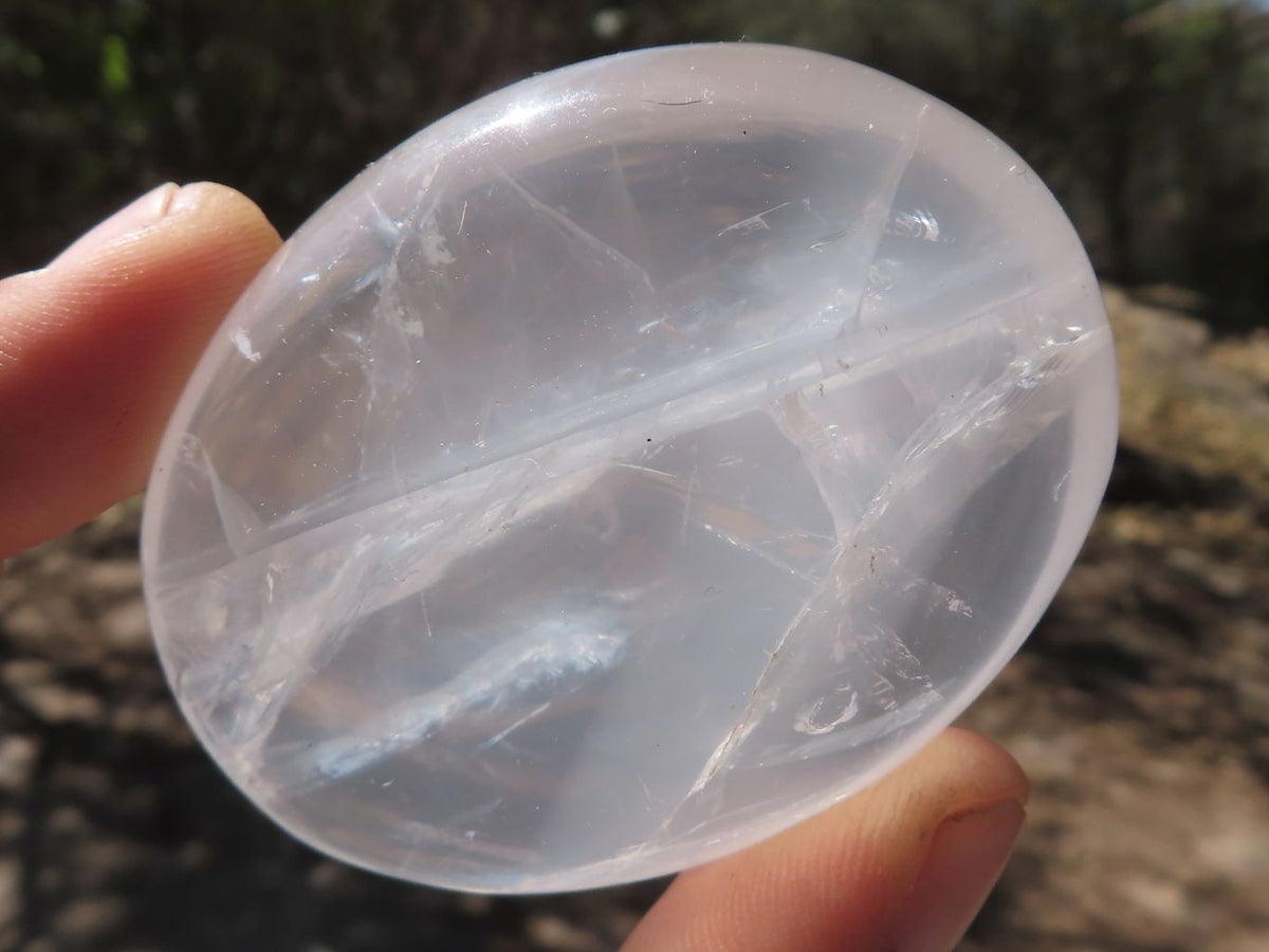 Polished Large Girasol Pearl Quartz Palm Stones x 12 From Madagascar - TopRock
