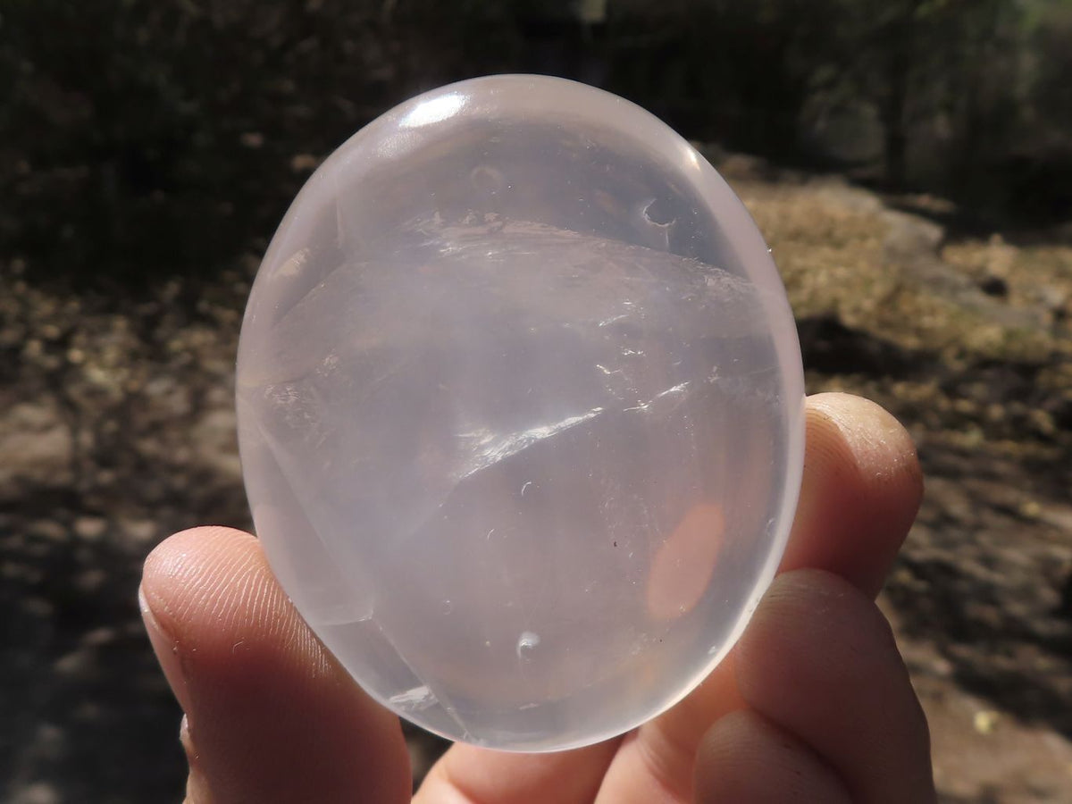 Polished Large Girasol Pearl Quartz Palm Stones x 12 From Madagascar - TopRock