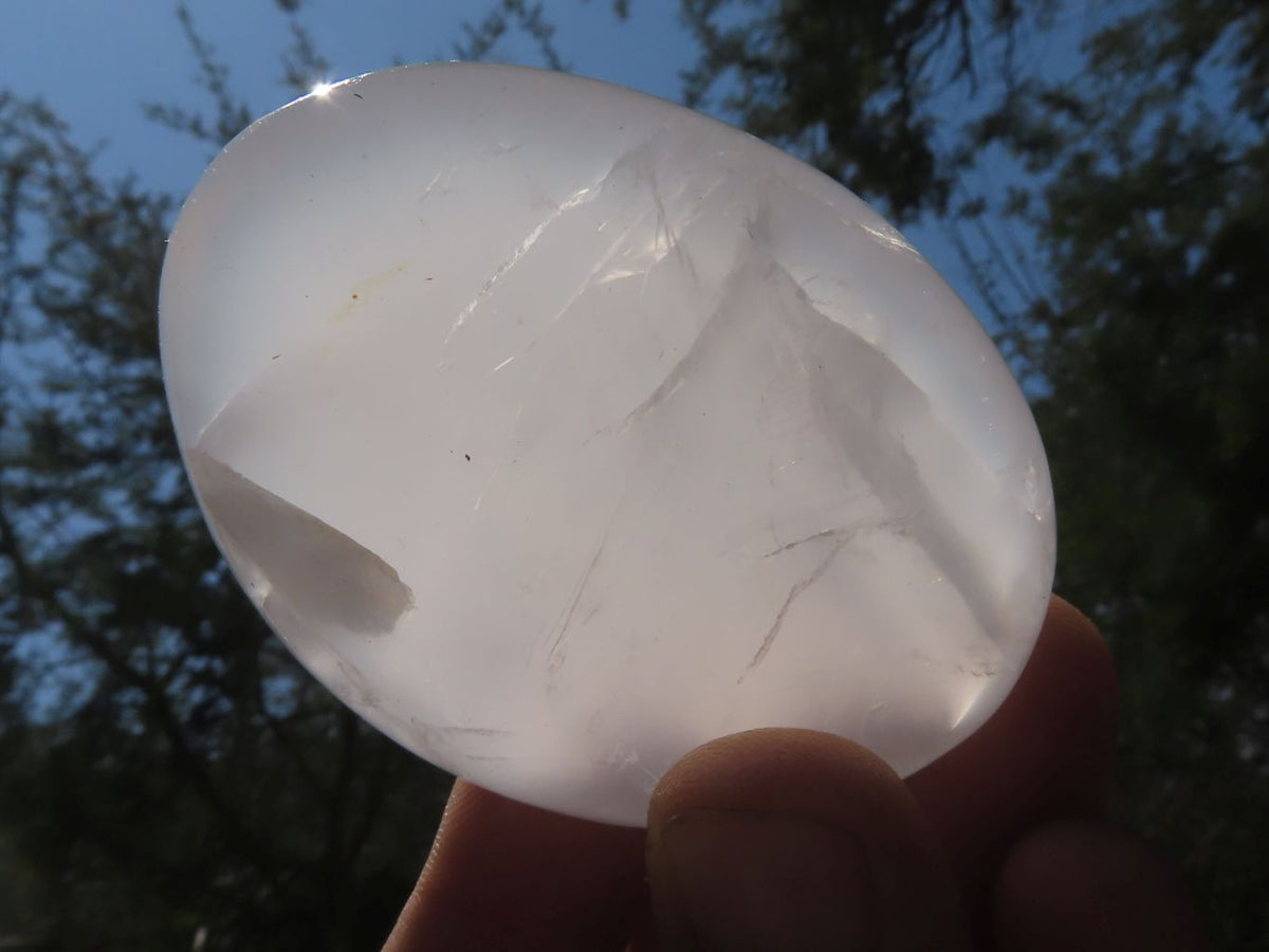 Polished Large Girasol Pearl Quartz Palm Stones x 12 From Madagascar - TopRock