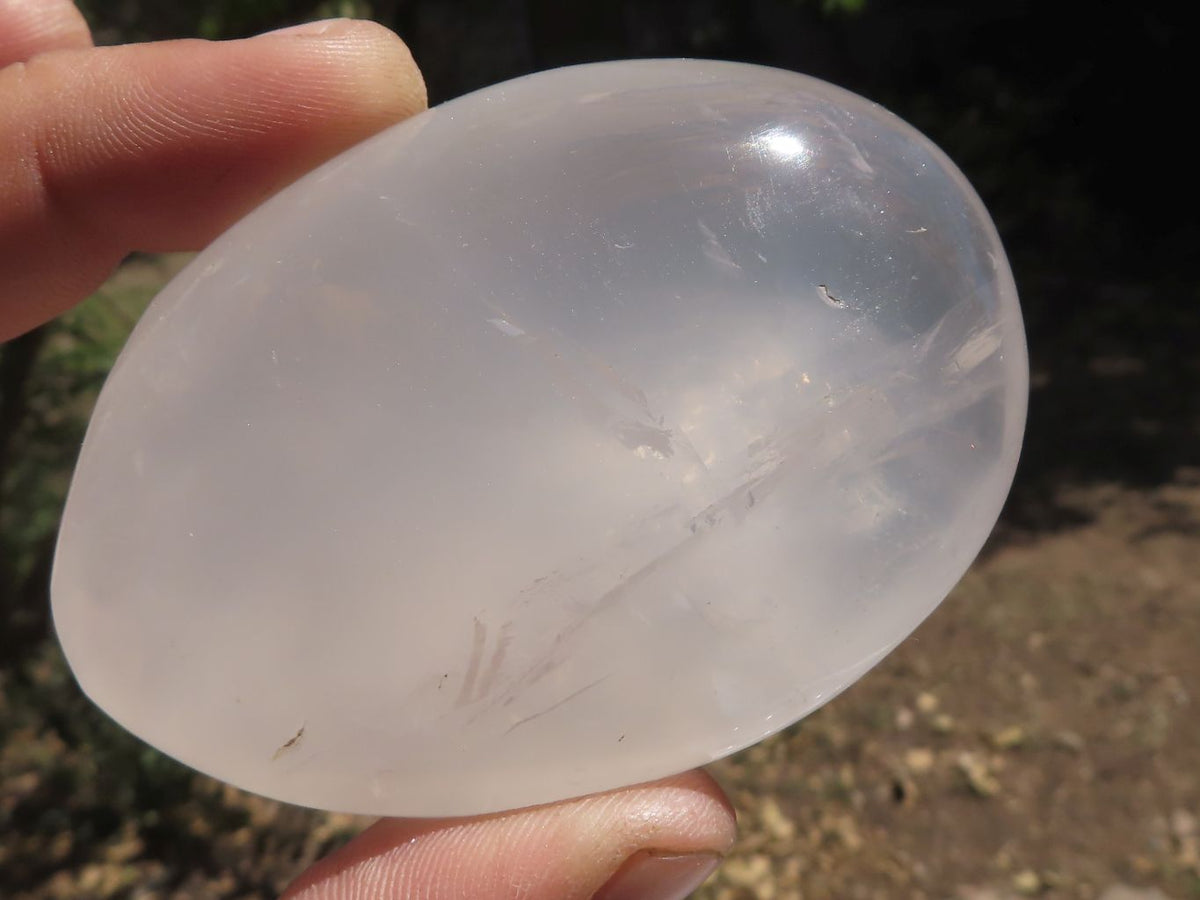 Polished Large Girasol Pearl Quartz Palm Stones x 12 From Madagascar - TopRock