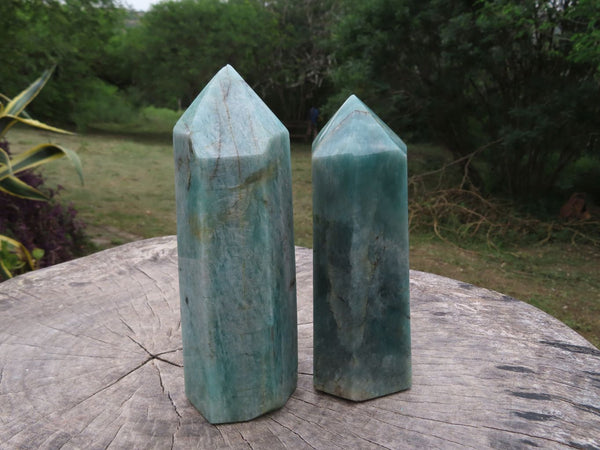 Polished Amazonite Crystal Points x 2 From Madagascar - TopRock