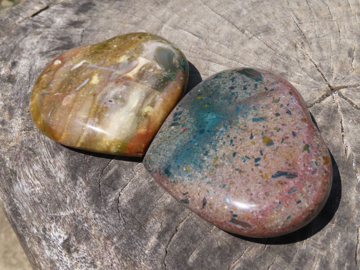 Polished Mixed Jasper Hearts x 6 From Madagascar - TopRock
