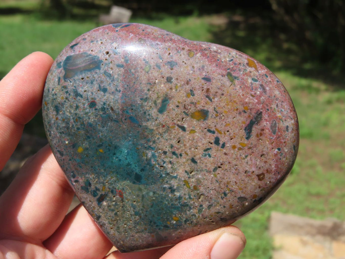 Polished Mixed Jasper Hearts x 6 From Madagascar - TopRock