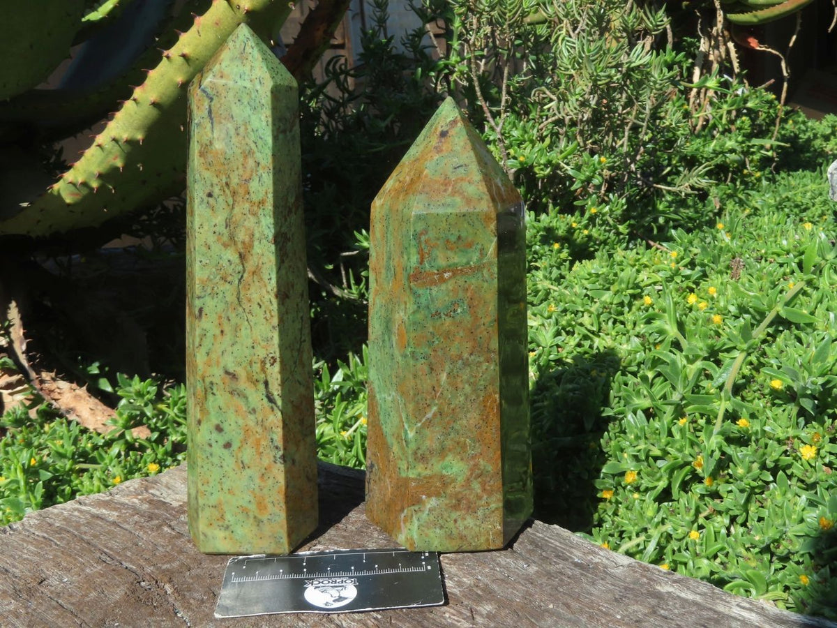 Polished Chrysoprase Crystal Points x 2 From Madagascar - TopRock