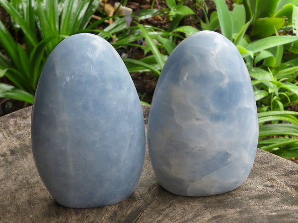 Polished Blue Calcite Standing Free Forms x 2 From Madagascar - TopRock