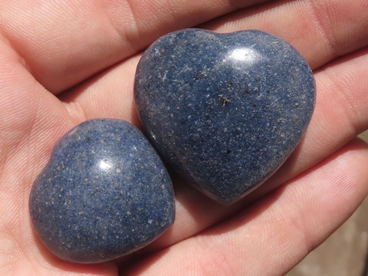 Polished Mini Blue Lazulite Hearts x 20 From Madagascar - TopRock