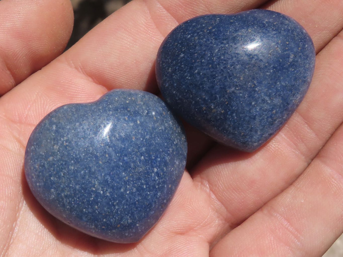 Polished Mini Blue Lazulite Hearts x 20 From Madagascar - TopRock