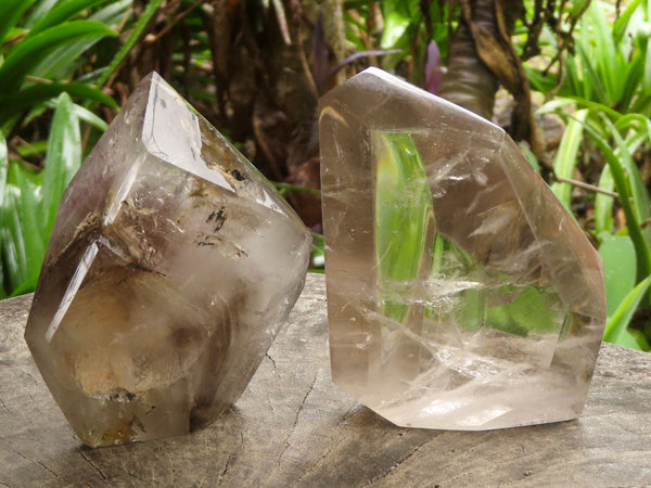 Polished Gorgeous Clear Smokey Quartz Crystals x 2 From Madagascar - TopRock