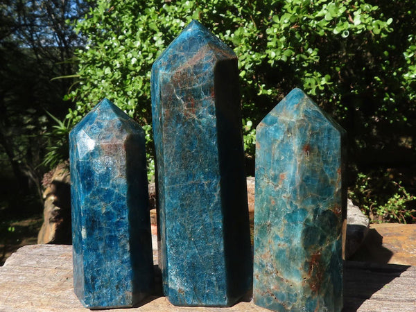 Polished Blue Apatite Points  x 3 From Madagascar - Toprock Gemstones and Minerals 