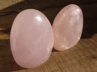 Polished Gemmy Pink Rose Quartz Standing Free Forms x 2 From Madagascar - Toprock Gemstones and Minerals