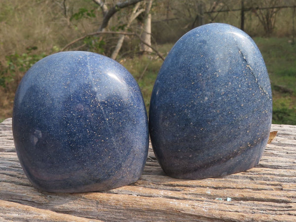 Polished Pair Of Lazulite Standing Free Forms  x 2 From Ambatfinhandrana, Madagascar - TopRock