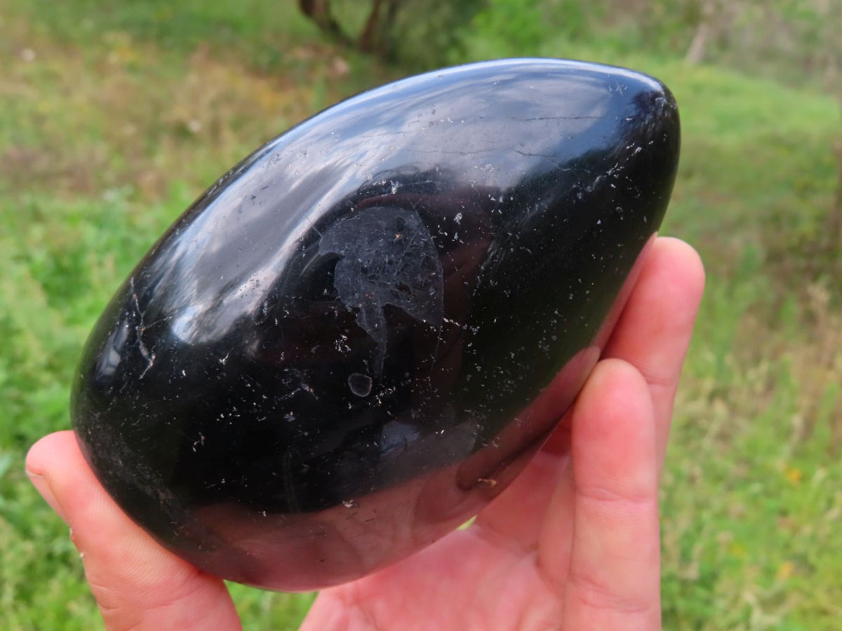 Polished Black Tourmaline In Matrix Sphere & Standing Free Form x 2 From Madagascar - TopRock