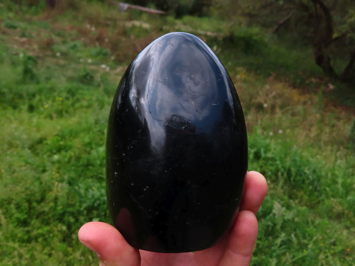 Polished Black Tourmaline In Matrix Sphere & Standing Free Form x 2 From Madagascar - TopRock