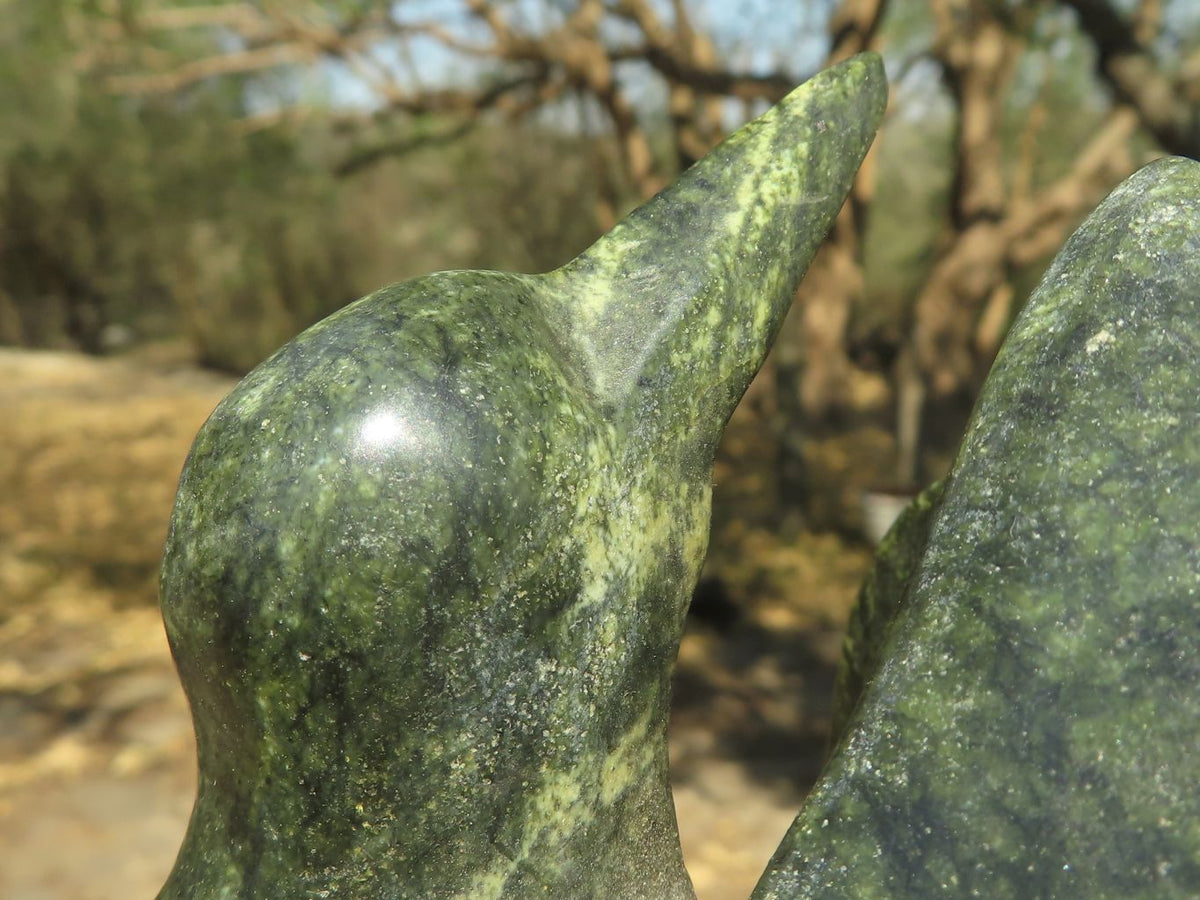 Polished Large Leopard stone Bird Book End Carvings x 2 From Zimbabwe - TopRock