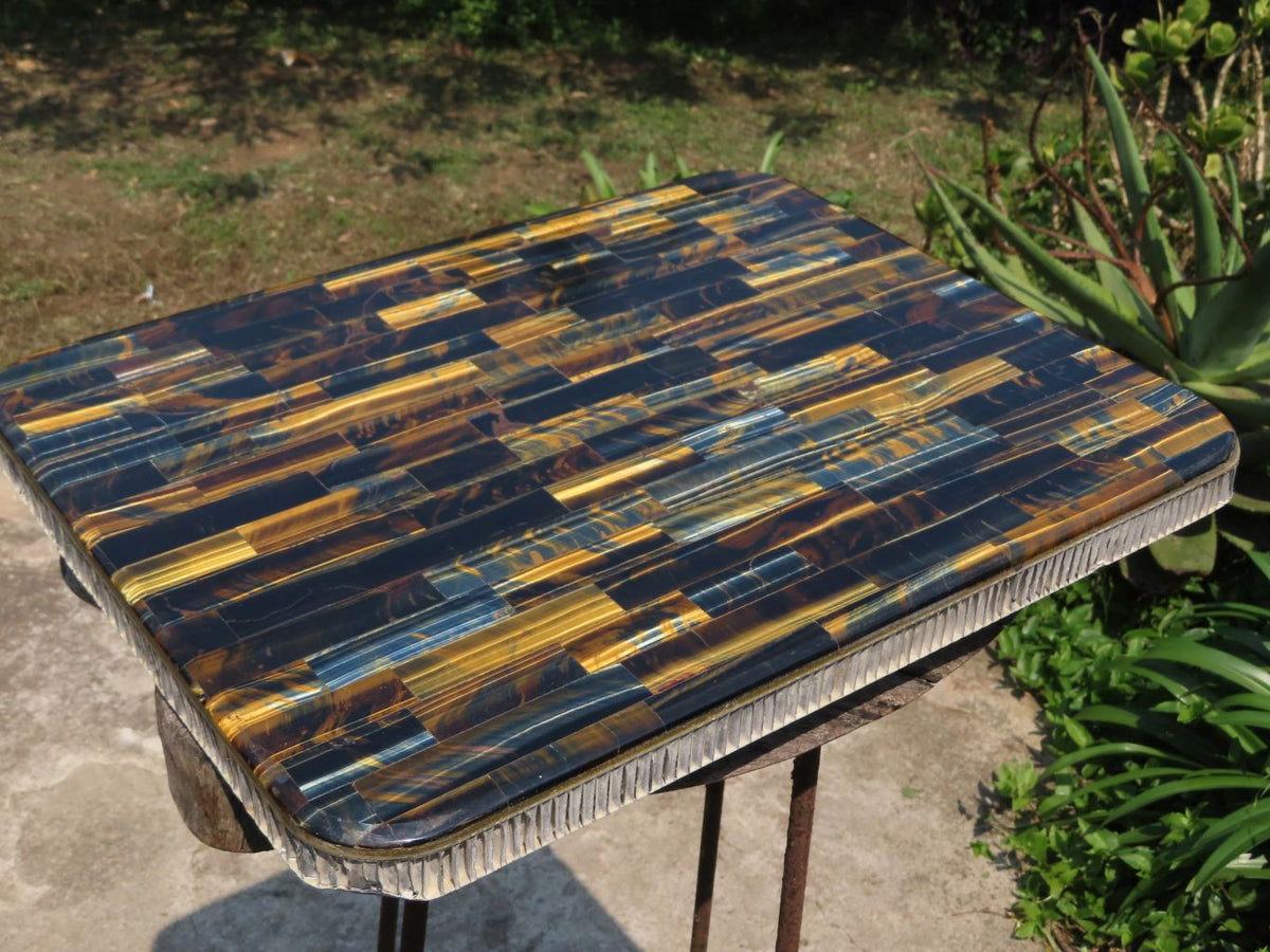 Polished Killer Tigers Eye Mosaic Table Top x 1 From South Africa - TopRock
