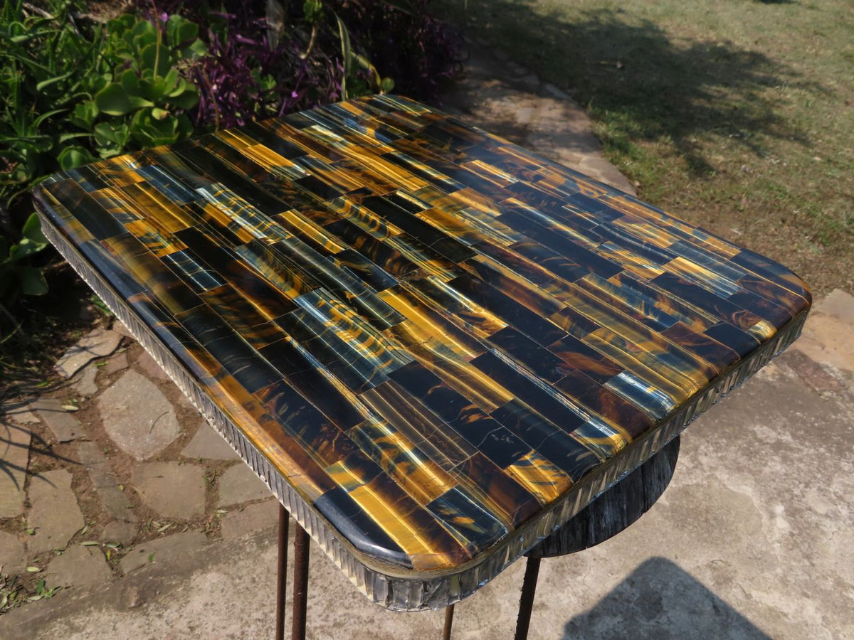 Polished Killer Tigers Eye Mosaic Table Top x 1 From South Africa - TopRock