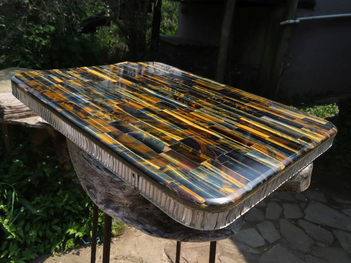 Polished Killer Tigers Eye Mosaic Table Top x 1 From South Africa - TopRock