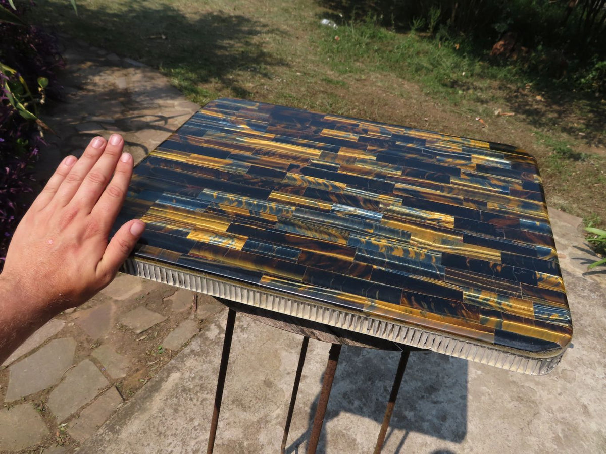 Polished Killer Tigers Eye Mosaic Table Top x 1 From South Africa - TopRock