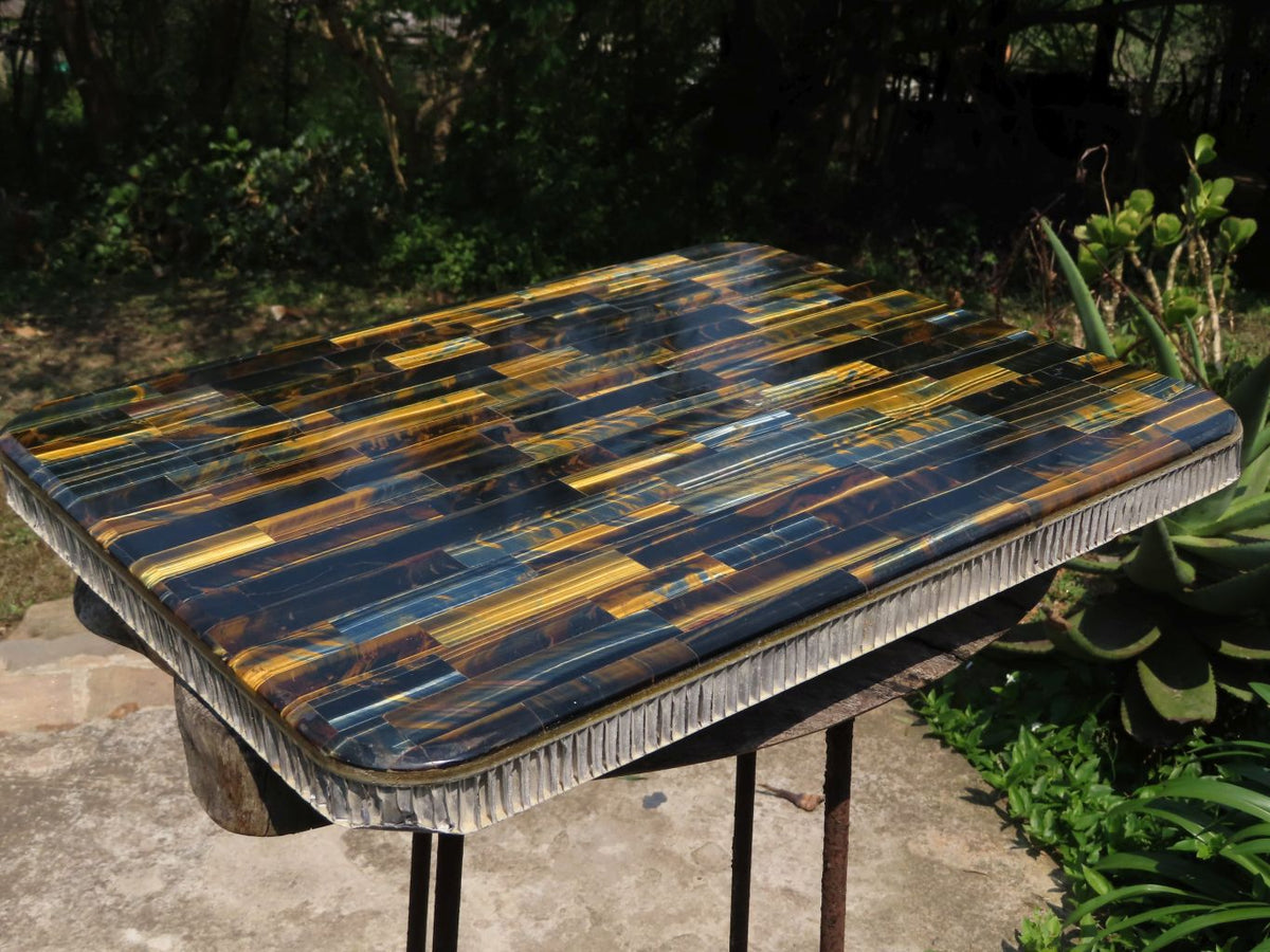 Polished Killer Tigers Eye Mosaic Table Top x 1 From South Africa - TopRock
