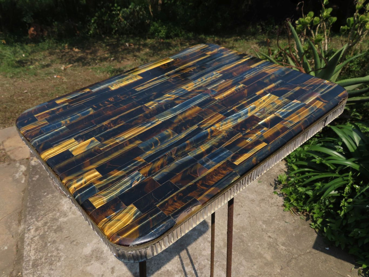 Polished Killer Tigers Eye Mosaic Table Top x 1 From South Africa - TopRock