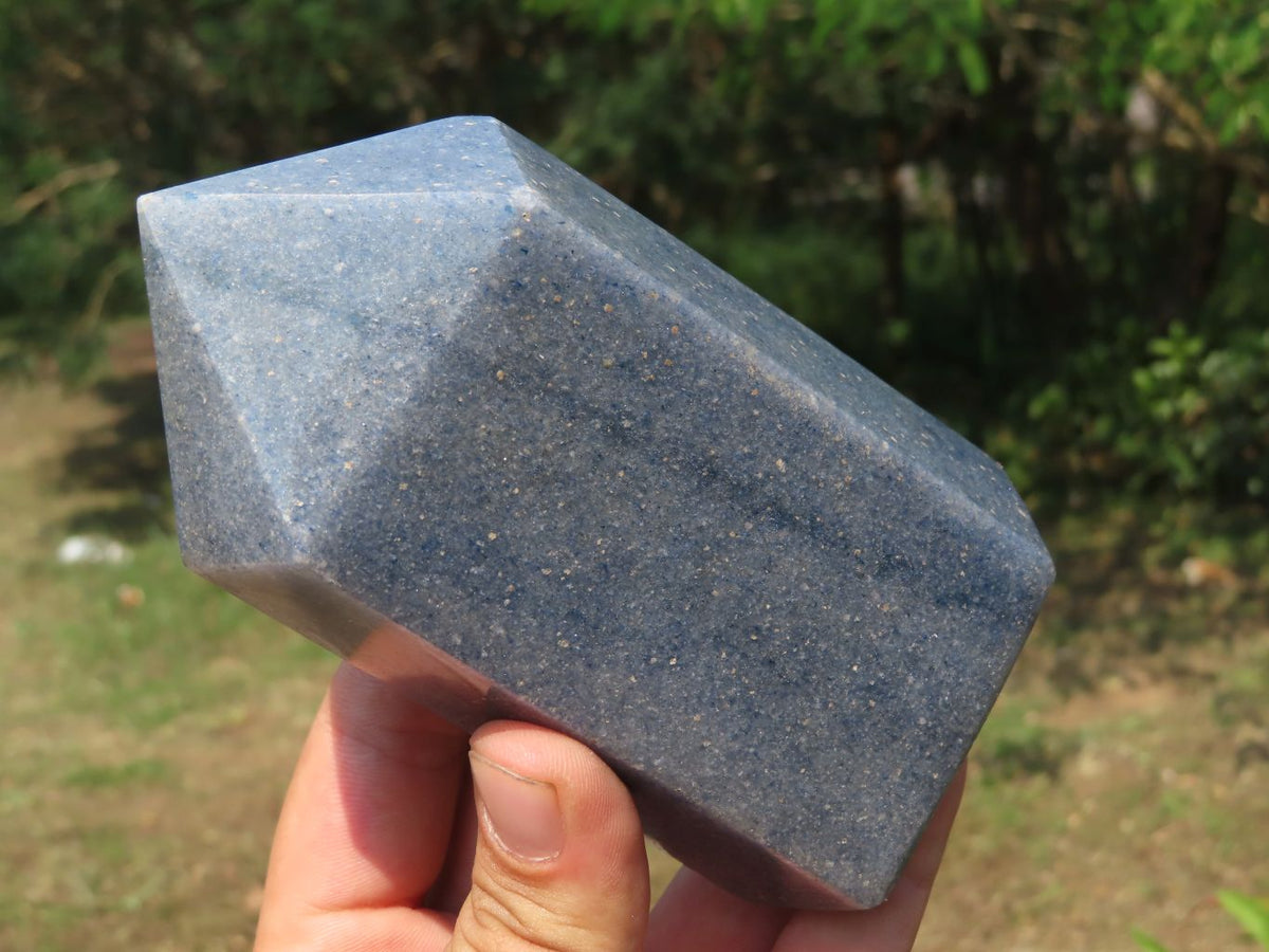 Polished Lazulite (Magnesium, Iron, and Aluminium Phosphate) Crystal Points x 2 From Madagascar - TopRock