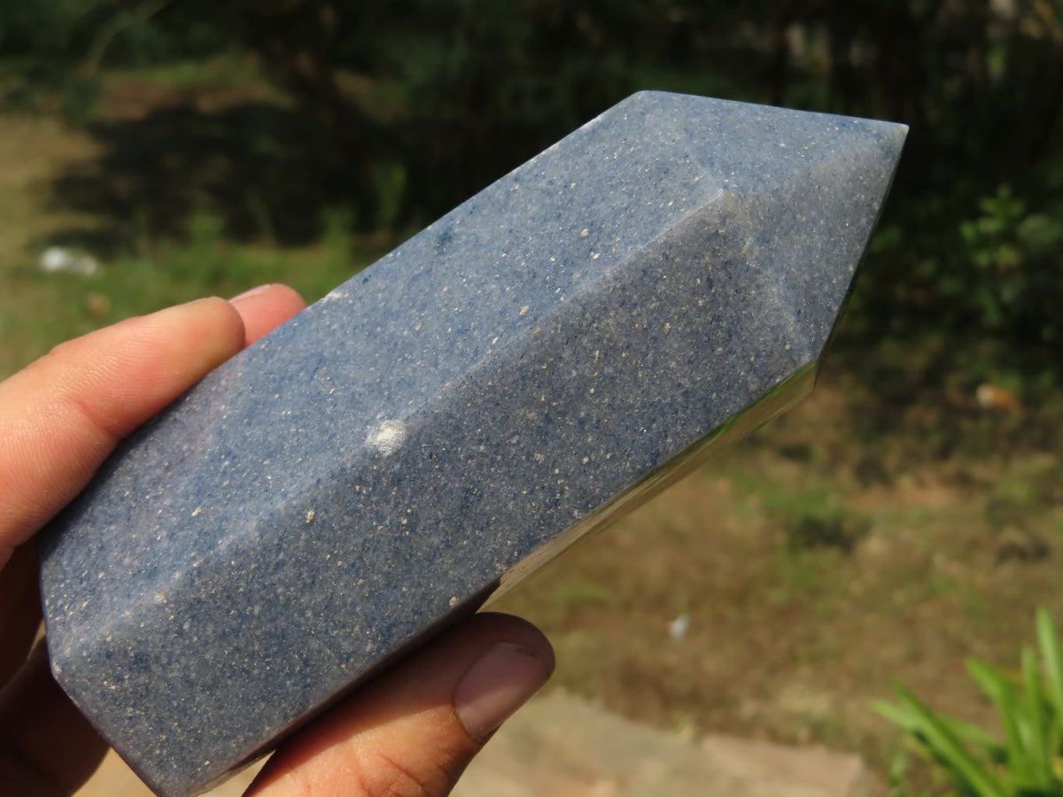 Polished Lazulite (Magnesium, Iron, and Aluminium Phosphate) Crystal Points x 2 From Madagascar - TopRock