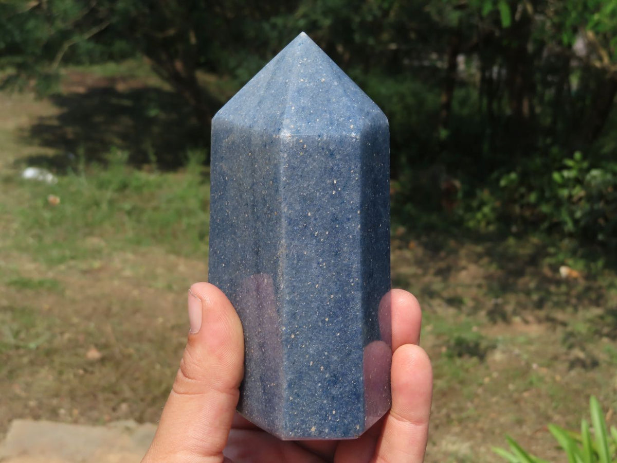 Polished Lazulite (Magnesium, Iron, and Aluminium Phosphate) Crystal Points x 2 From Madagascar - TopRock