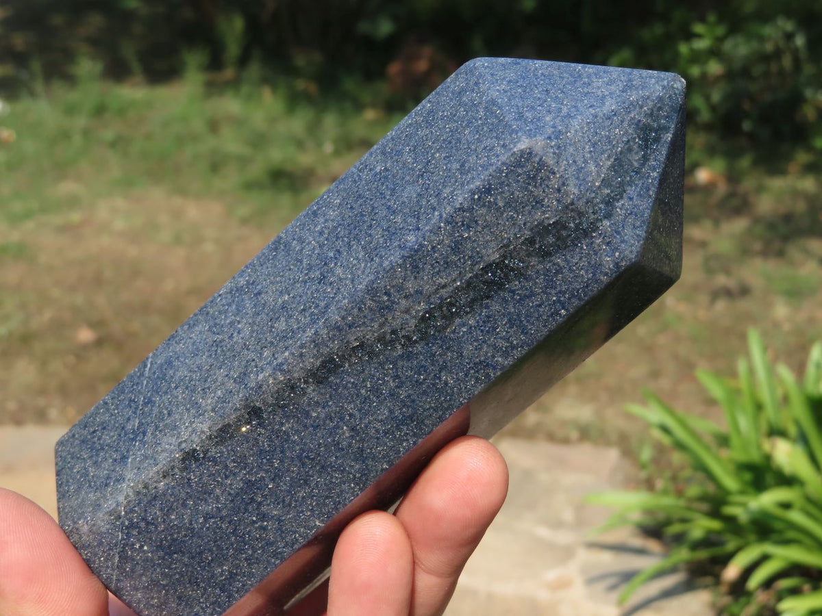 Polished Lazulite (Magnesium, Iron, and Aluminium Phosphate) Crystal Points x 2 From Madagascar - TopRock