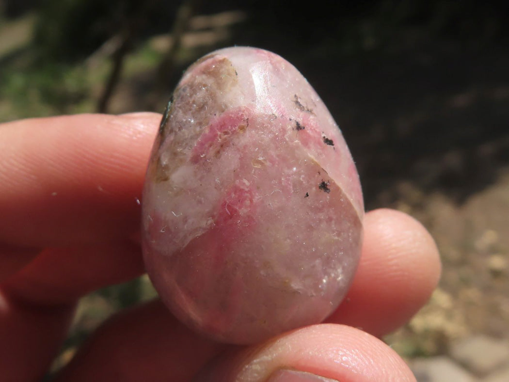 Polished Mini Pink & Black Rhodonite Eggs x 35 From Ambindavato, Madagascar - TopRock