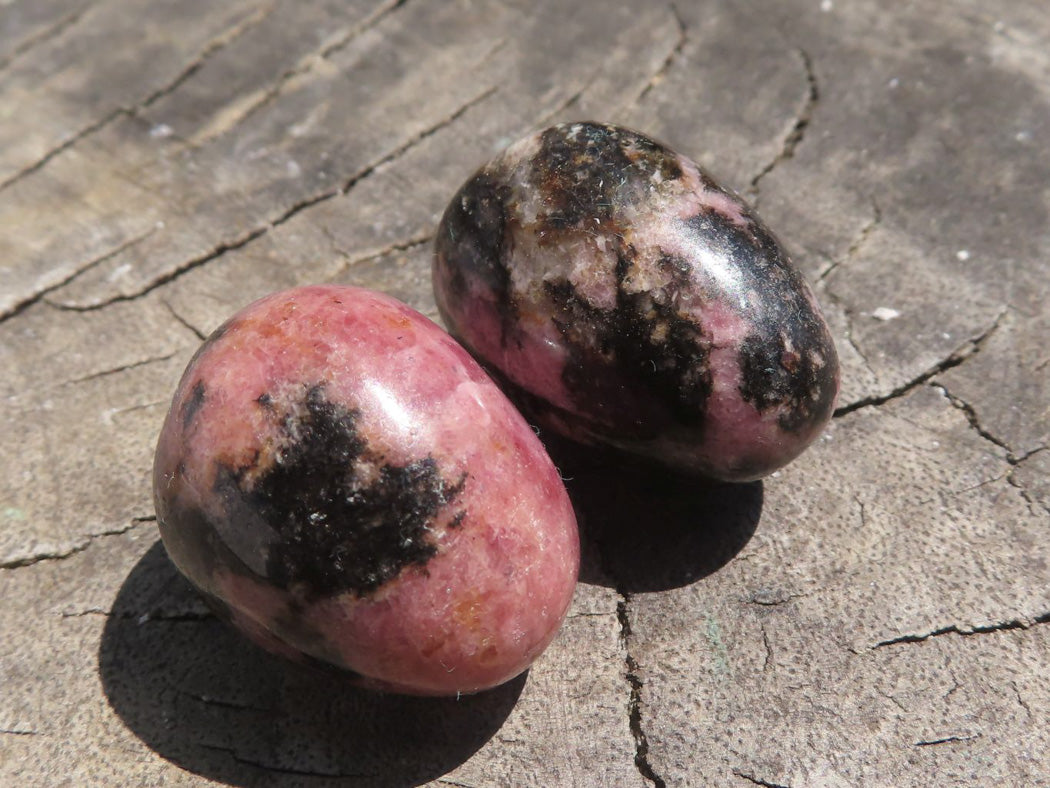 Polished Mini Pink & Black Rhodonite Eggs x 35 From Ambindavato, Madagascar - TopRock