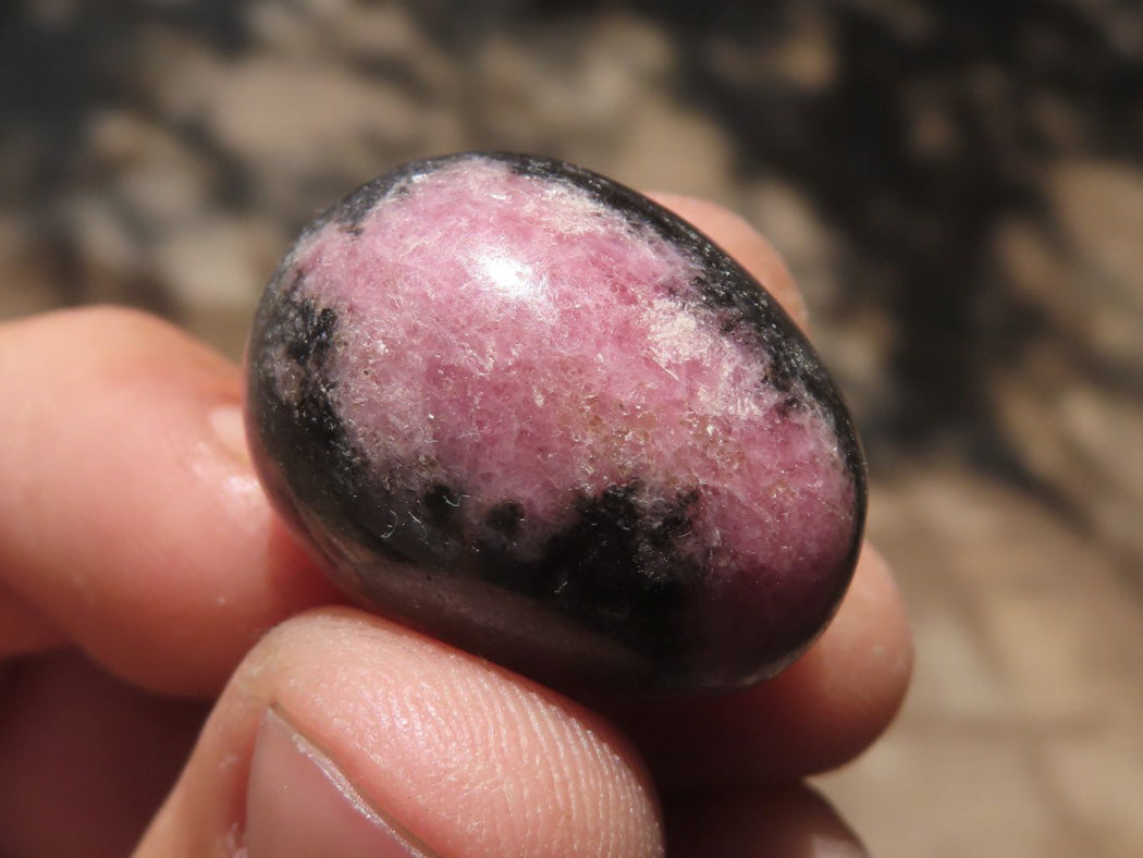 Polished Mini Pink & Black Rhodonite Eggs x 35 From Ambindavato, Madagascar - TopRock