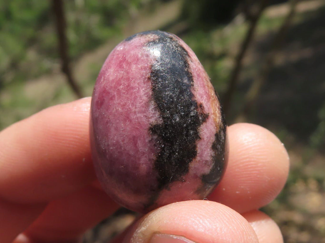 Polished Mini Pink & Black Rhodonite Eggs x 35 From Ambindavato, Madagascar - TopRock