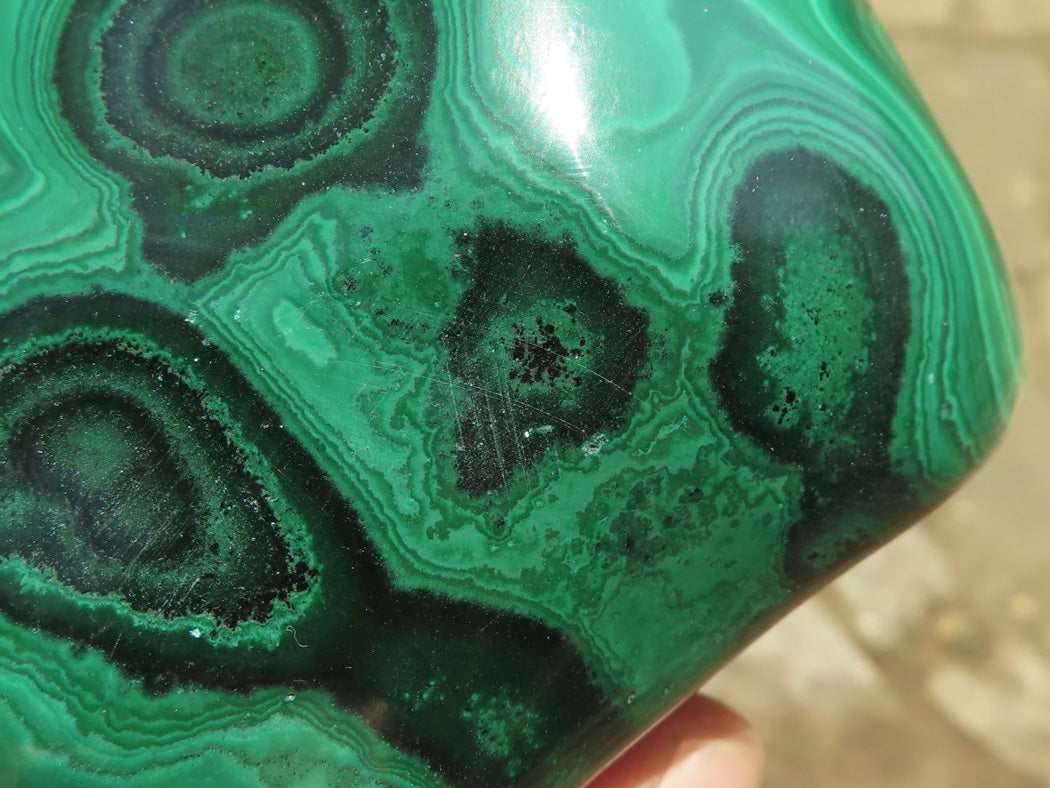Polished Malachite Free Forms With Stunning Flower & Banding Patterns x 2 From Kolwezi, Congo - TopRock