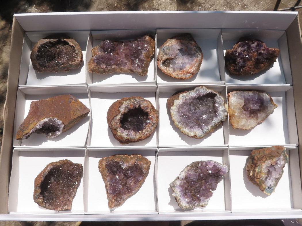 Natural Dark Amethyst Crystal Geodes & Plates x 12 From Zululand, South Africa - TopRock