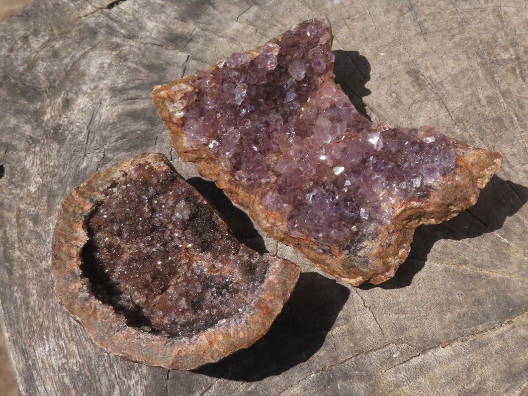 Natural Dark Amethyst Crystal Geodes & Plates x 12 From Zululand, South Africa - TopRock