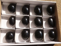 Polished Schorl Black Tourmaline Palm Stones  x 12 From Madagascar - Toprock Gemstones and Minerals