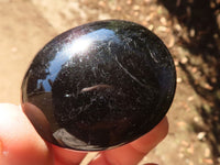 Polished Schorl Black Tourmaline Palm Stones  x 12 From Madagascar - Toprock Gemstones and Minerals