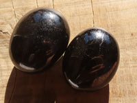 Polished Schorl Black Tourmaline Palm Stones  x 12 From Madagascar - Toprock Gemstones and Minerals
