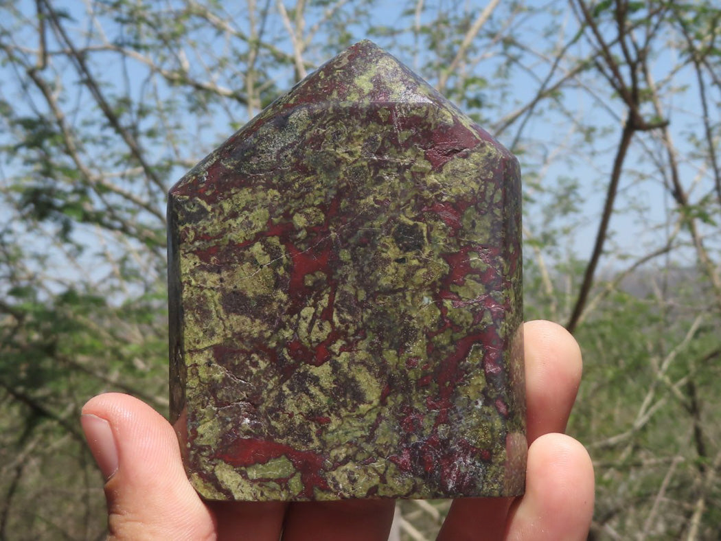 Polished Dragon Bloodstone Bastite Points x 3 From Southern Africa - TopRock