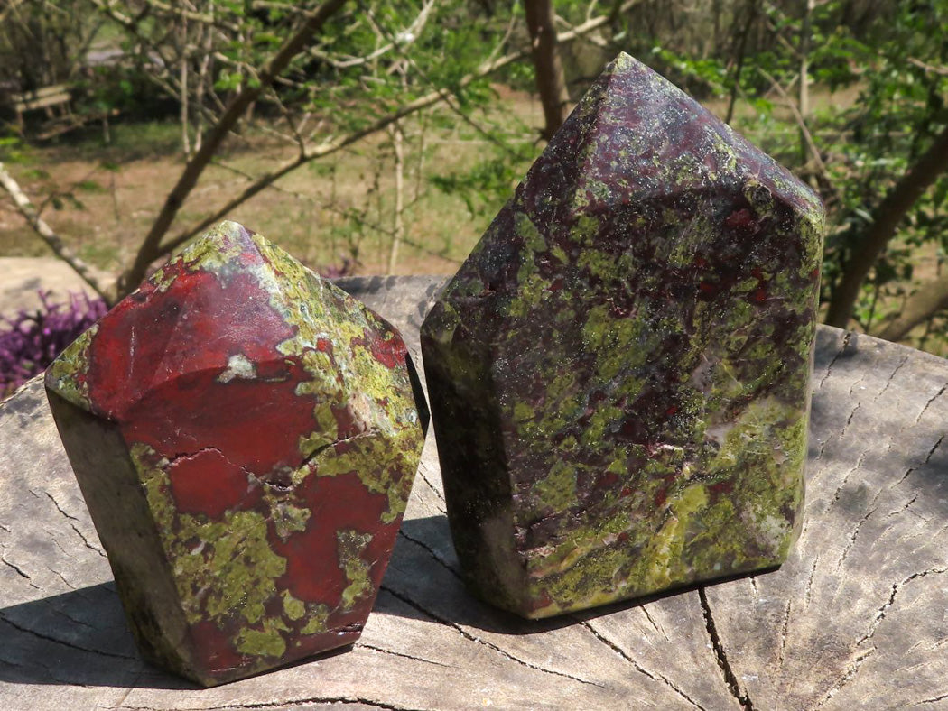 Polished Dragon Bloodstone Bastite Points x 3 From Southern Africa - TopRock
