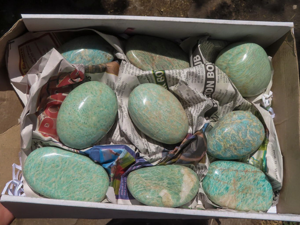 Polished Blue Kobi Amazonite Gallets x 9 From Zimbabwe - TopRock