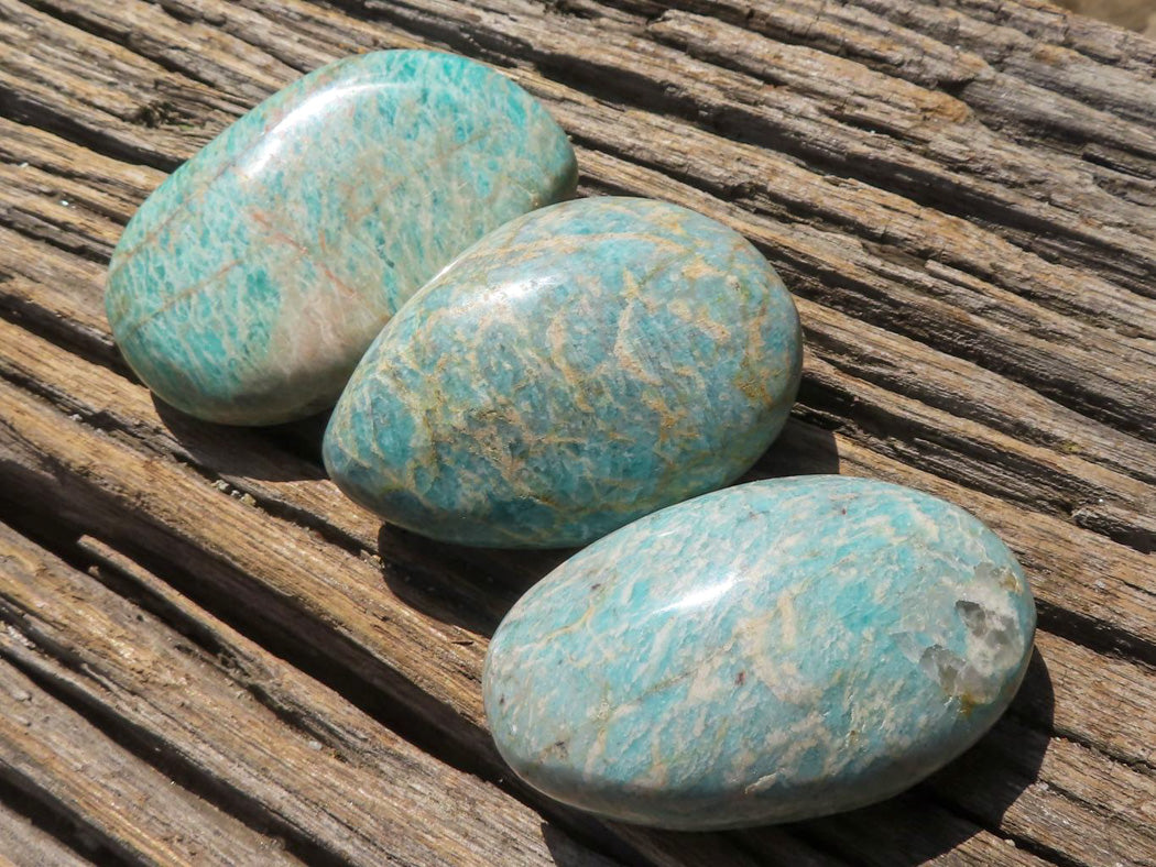 Polished Blue Kobi Amazonite Gallets x 9 From Zimbabwe - TopRock