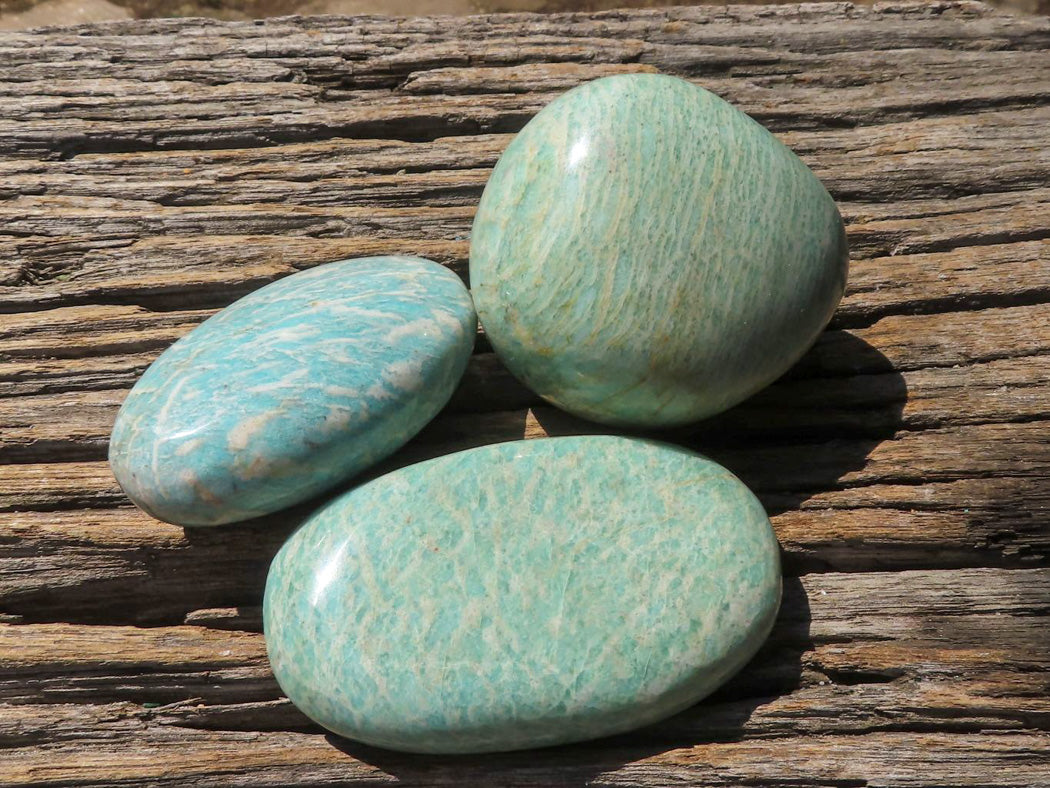 Polished Blue Kobi Amazonite Gallets x 9 From Zimbabwe - TopRock