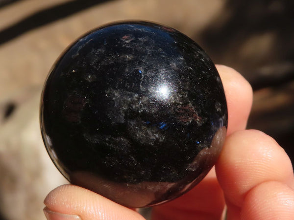 Polished Rare Sparkling Blue Iolite / Water Sapphire Spheres  x 12 From Madagascar - Toprock Gemstones and Minerals 
