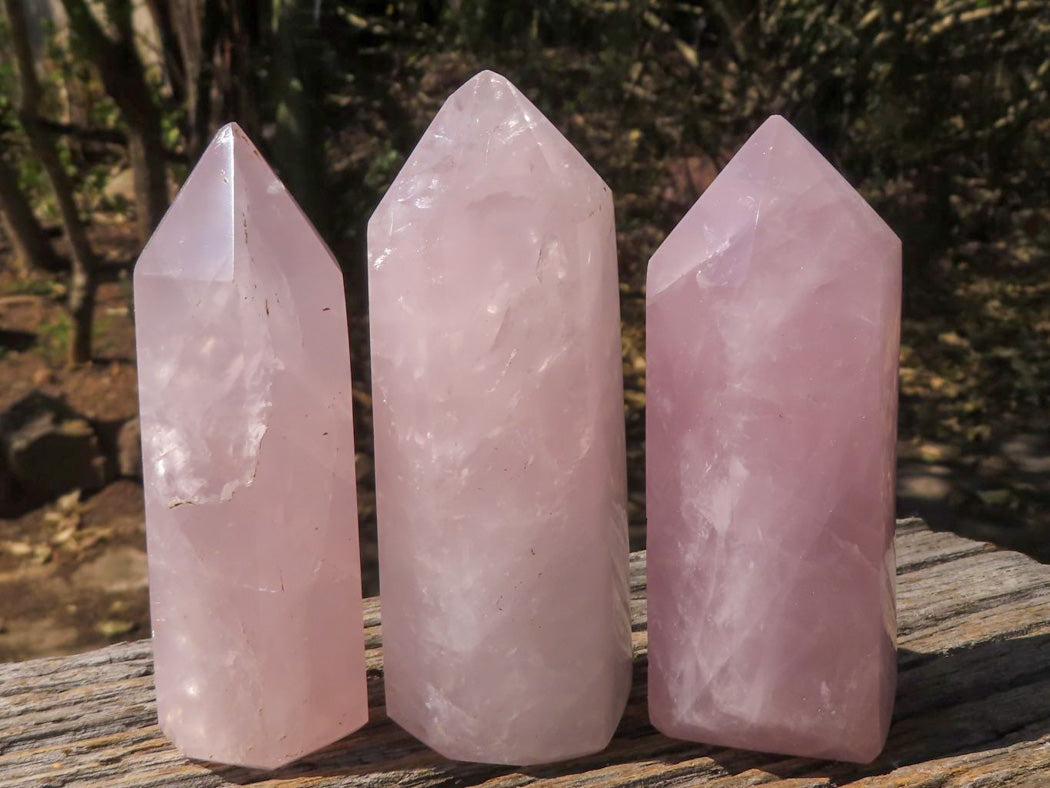 Polished Semi Gemmy Pink Rose Quartz Points x 6 From Madagascar - TopRock