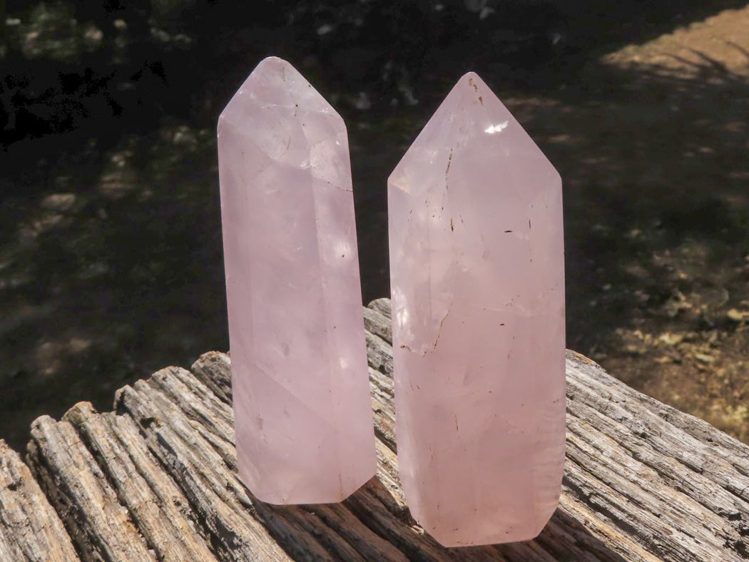 Polished Semi Gemmy Pink Rose Quartz Points x 6 From Madagascar - TopRock