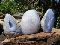 Polished Blue Lace Agate Standing Free Forms  x 3 From Malawi - TopRock