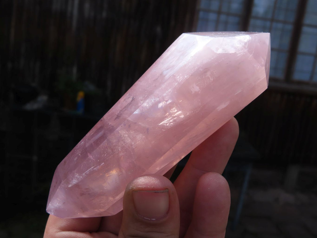 Polished Super Gemmy Pink Rose Quartz Double Terminated Points x 6 From Madagascar - TopRock