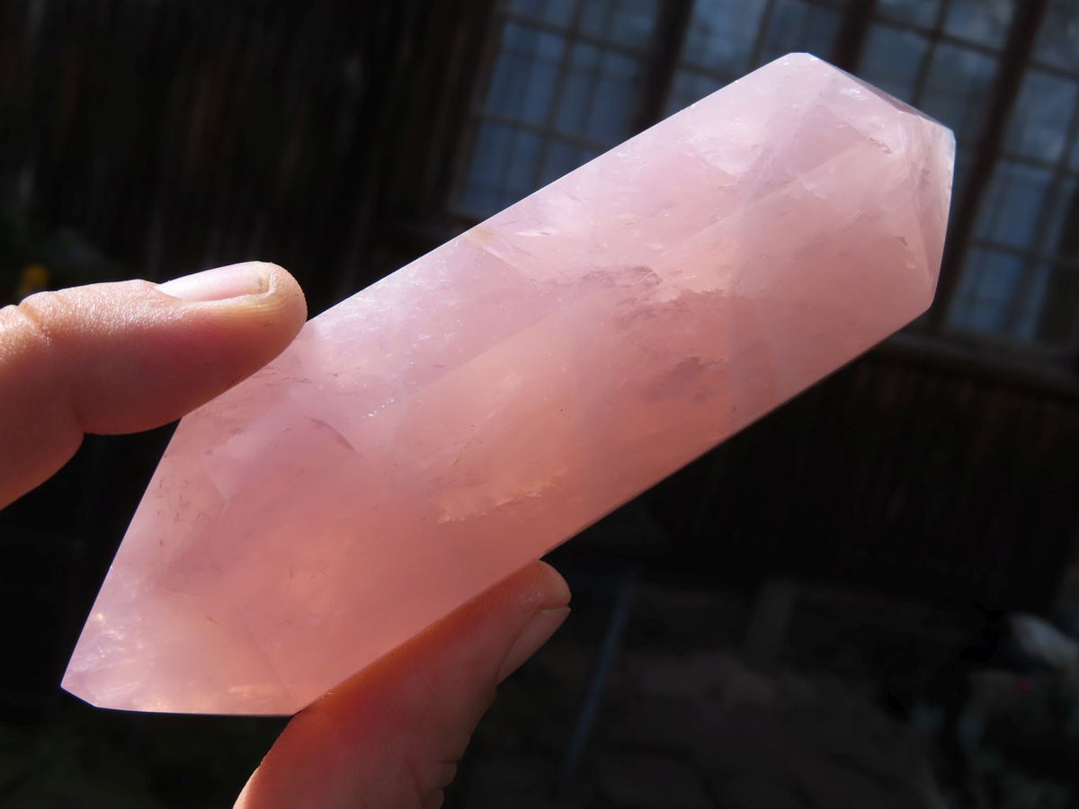 Polished Super Gemmy Pink Rose Quartz Double Terminated Points x 6 From Madagascar - TopRock