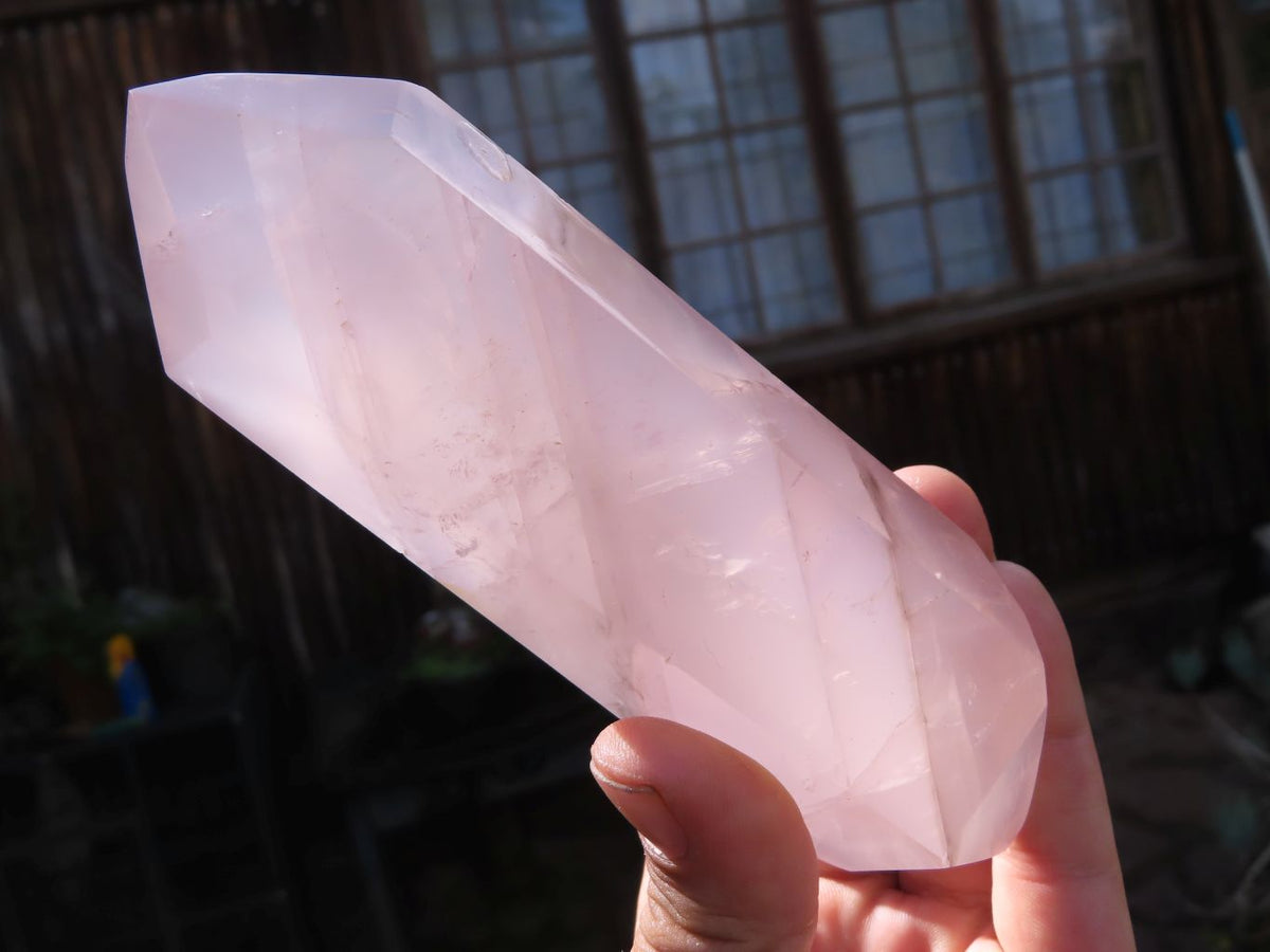 Polished Super Gemmy Pink Rose Quartz Double Terminated Points x 6 From Madagascar - TopRock